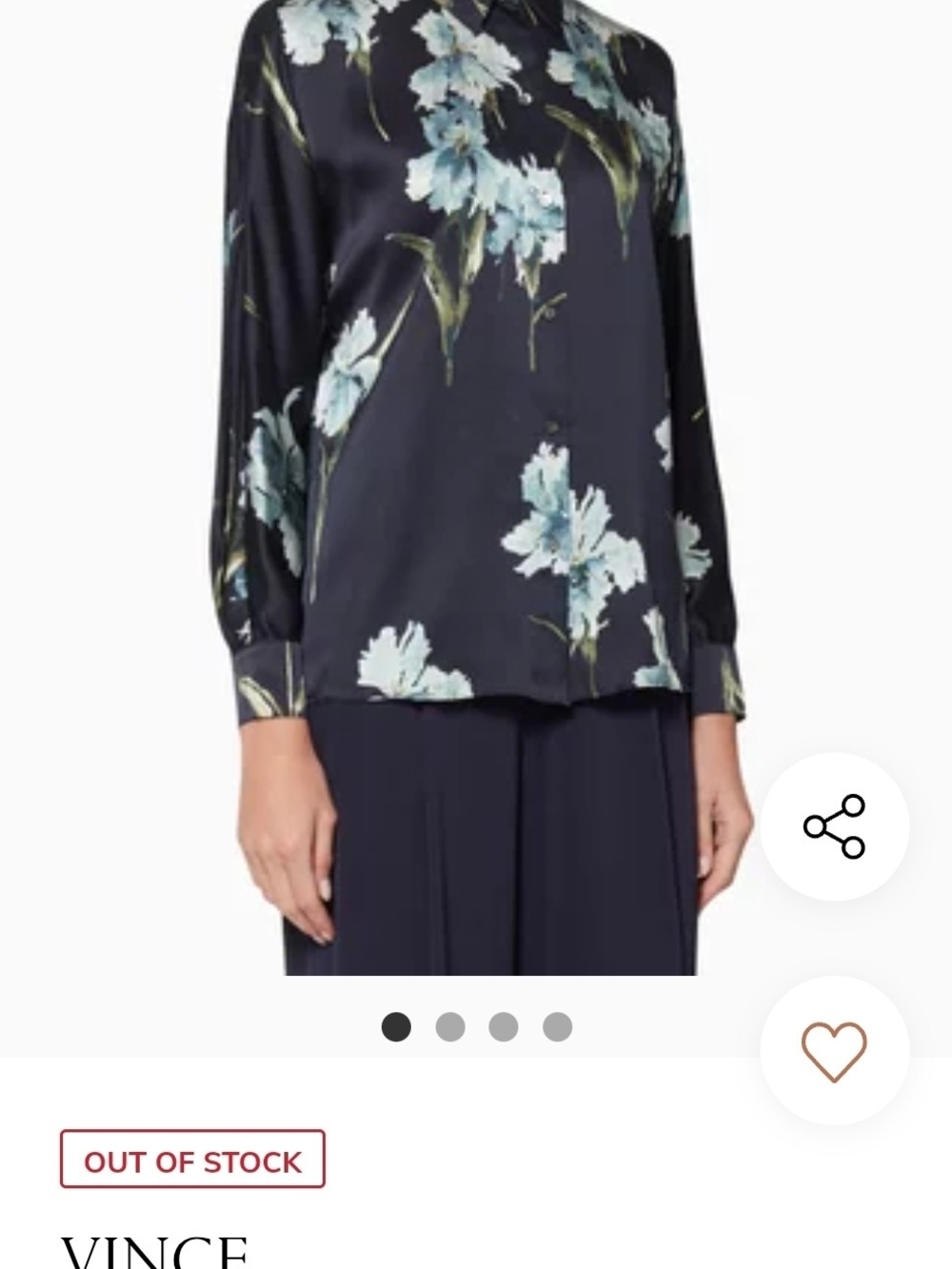Vince Navy Silk Floral Button-Down Shirt